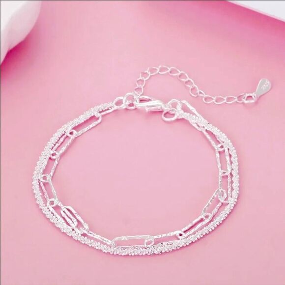 The Mixed Media double strand paperclip Bracelet in 925 - Picture 2 of 10